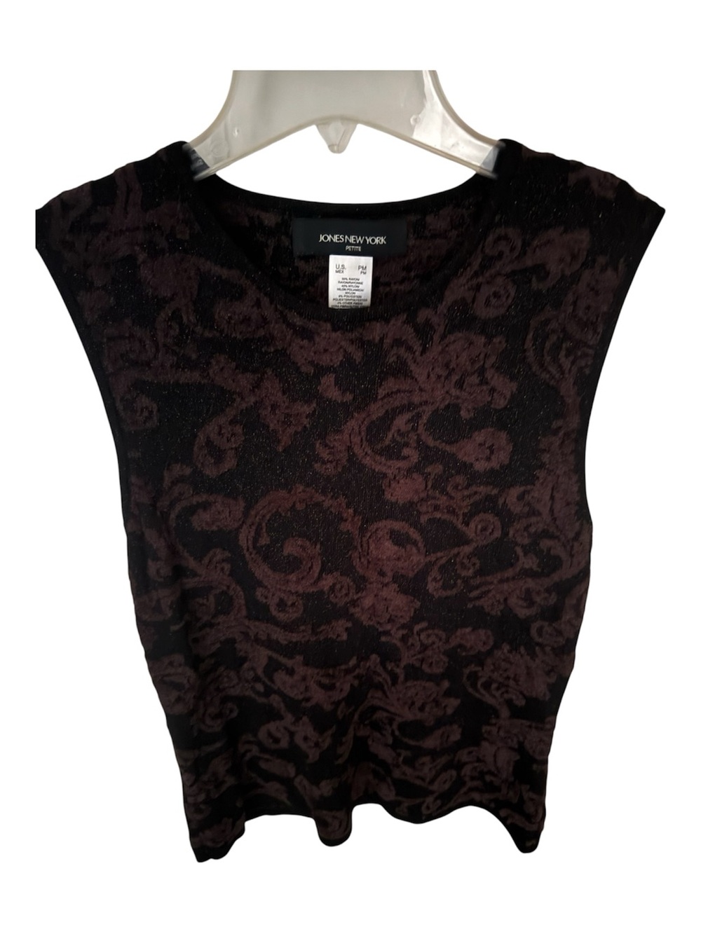 Jones New York Black and Brown Paisley Sleeveless Top
